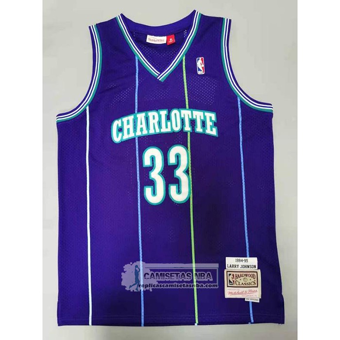 Camiseta Charlotte Hornets Alonzo Mourning NO 33 Mitchell & Ness Violeta